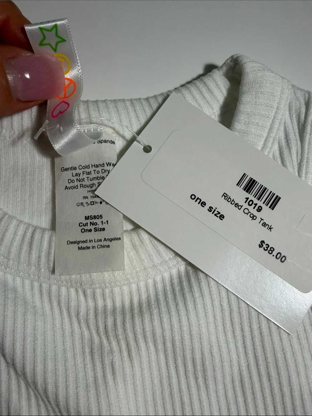 Kids White Ribbed Tank Top - Picture 2 of 2